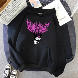 Japanese Anime Kuromi Hoodie 90s Y2k Gothic Hoodies Clothing Tops Sweatshirt Streetwear Animation Loose Casual Sports Style