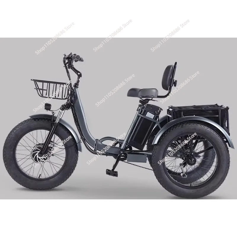 High Power Long Range  3 Wheel  Trike Adults Sand and Snow Fat Tire Electric Delivery Tricycle