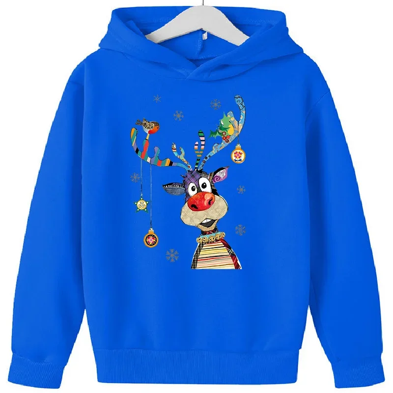 Sweat à capuche imprimé cerf de Noël pour garçons et filles, sweat-shirt PVD mignon, vêtements optiques pour enfants, pull à la mode, cadeau d'anniversaire, nouveau