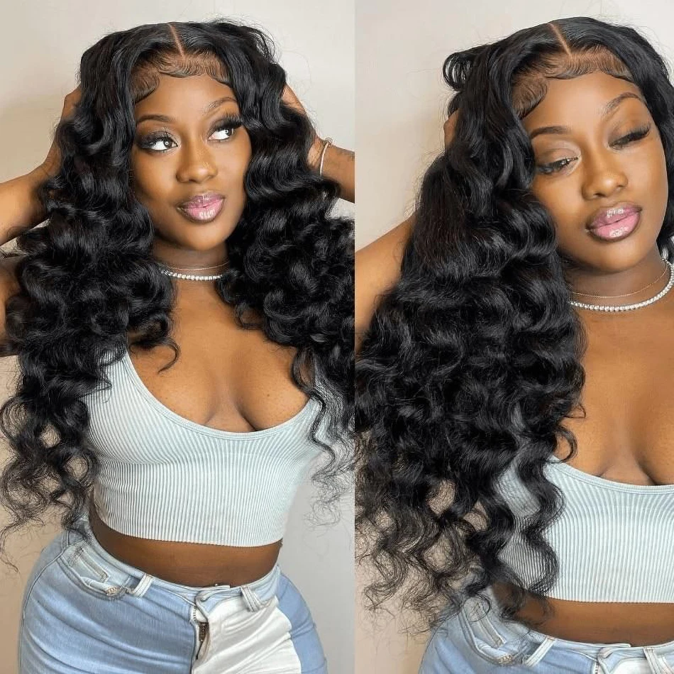 Loose Body Wave Bundles with Frontal Ear to Ear 13x4 Brazilian Human Hair 3 Bundles with 4x4 HD Transparent Lace Closure Natural