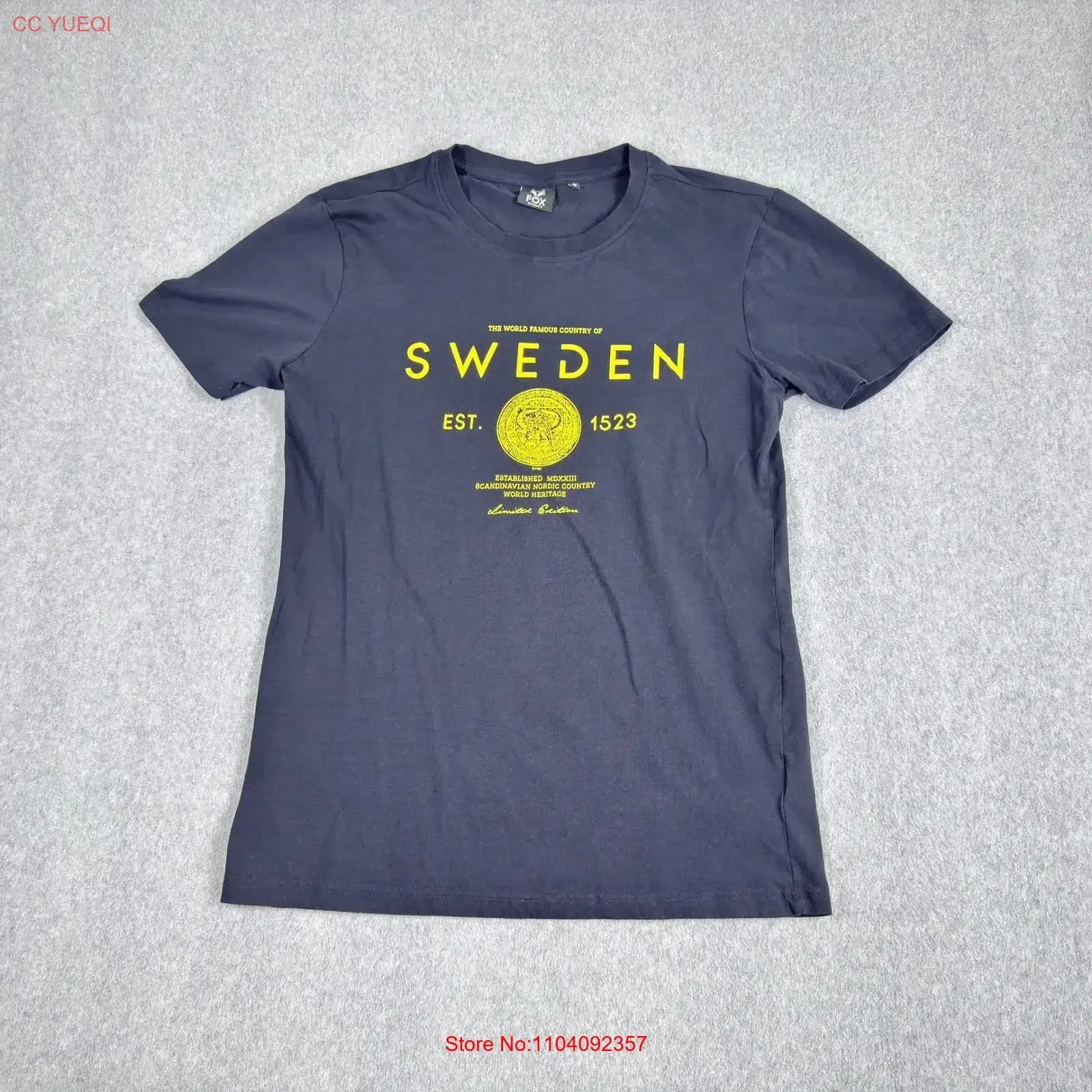 Fox Originals Sweden T Shirt Small Black Cotton Netherlands Limited ED vintage Washed Stylish homme Versatile fashion