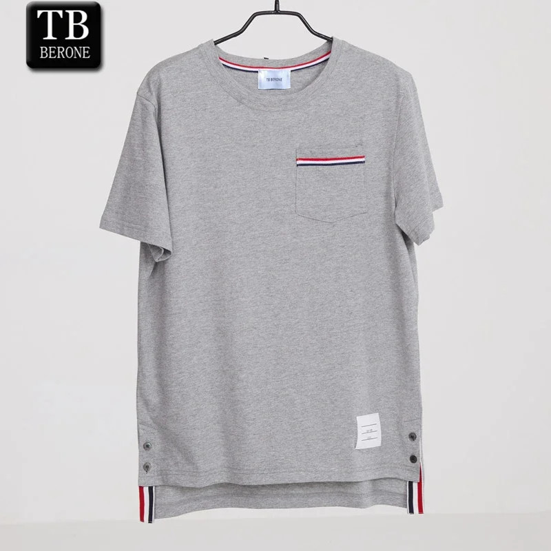 

TB BERONE T-shirt Round Collar Cotton Waffle Four-bars Thom Brand Men's Version Of Sweat Breathable Leisure Short Sleeves