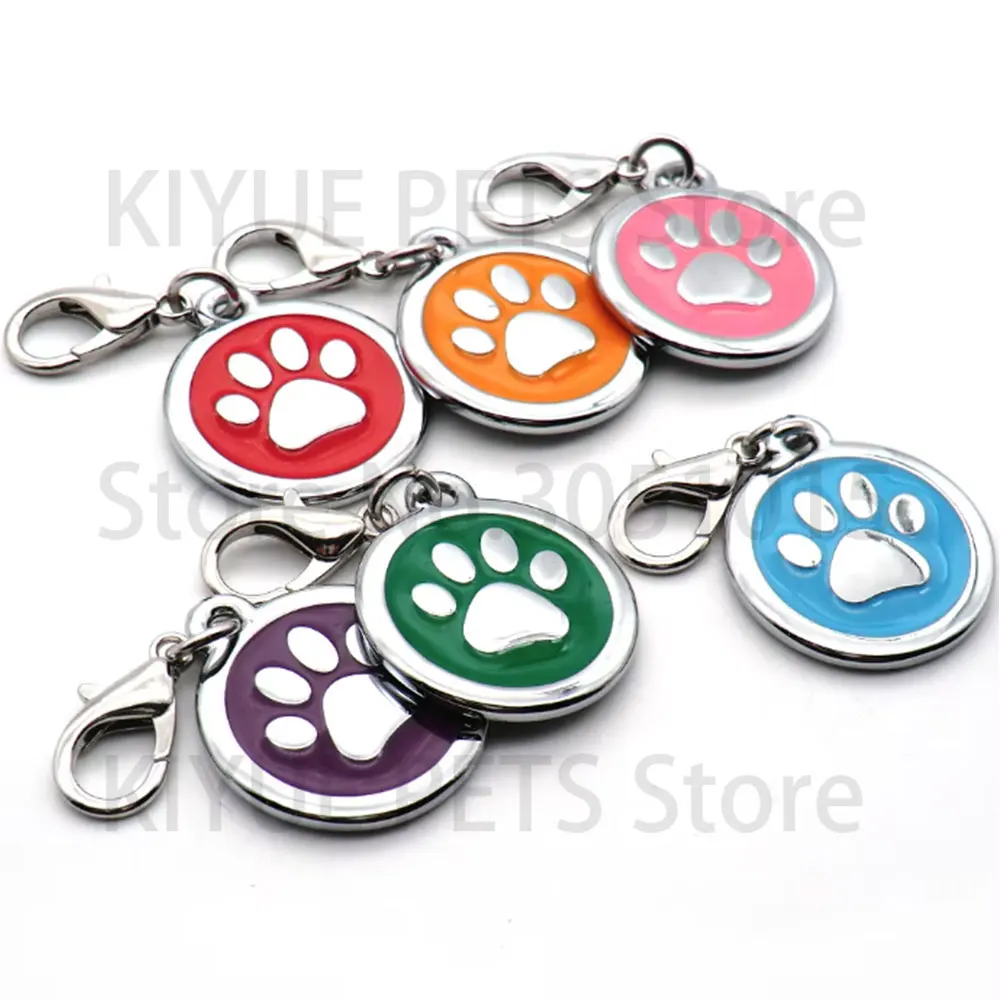 Wholesale 20Pcs Dog Tag Engraved Custom Pet Dog Collar Accessories Personalized Cat Puppy ID Tag  Bone Paw Name Tags Anti-lost