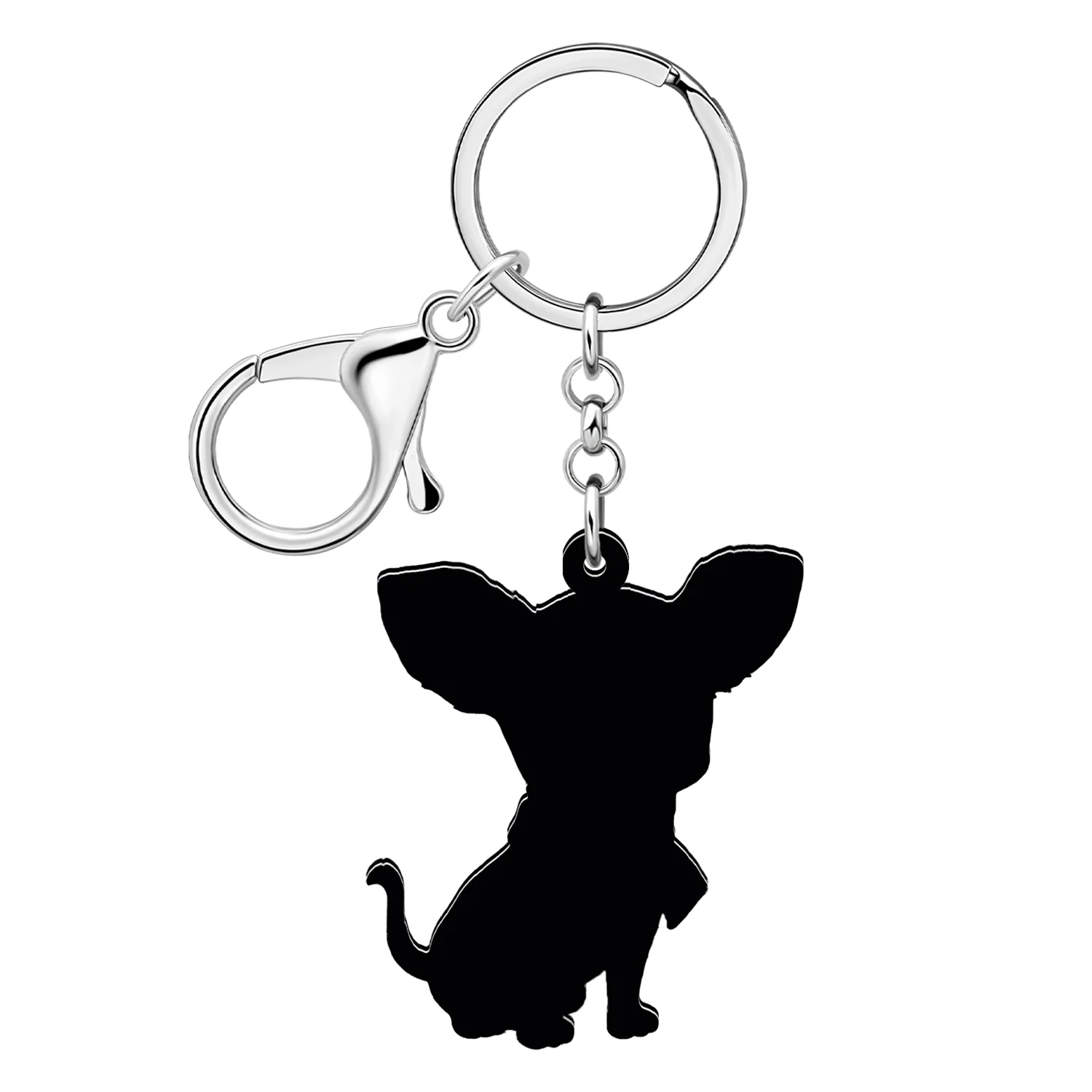 WEVENI Christmas Romantic Acrylic Chihuahua Puppy Doggy Keychains Key Chain Jewelry For Women Kids Teen Car Bag Key Ring Gifts