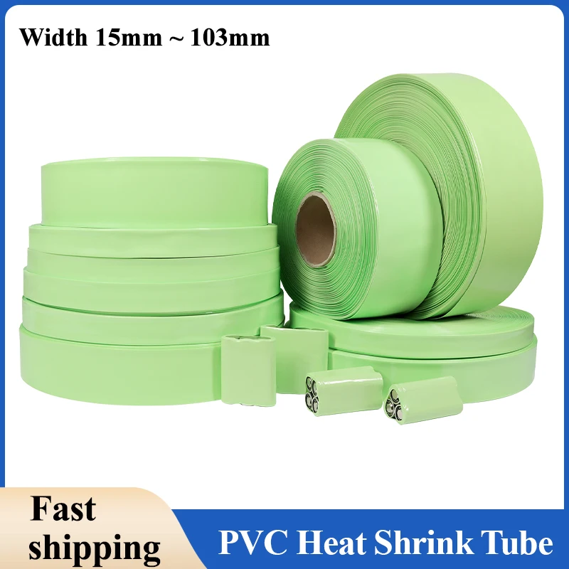 18650 Lipo Battery Pack PVC Heat Shrink Tube 15mm ~ 103mm Insulated Protection Film Wrap lithium Case Cable Sleeve Fruit Green