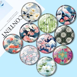 Japanese Chiyogami Patterns 12mm/16mm/20mm/25mm/30mm demo flat back making mixed 10pcs Round photo glass cabochon findings