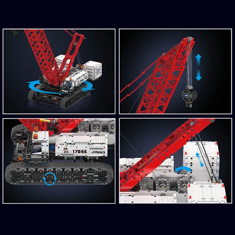 Mould King 17046 Technical Truck Building Block Remote Control Wacker 16000 Crawler Crane Model Brick Toys Kids Christmas Gift