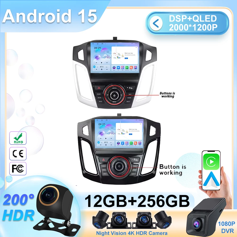 Android para Ford Focus 3 Mk 3 2011 2012 2013 2014 2015-2019 unidad principal Multimedia para coche reproductor GPS Auto Radio navegación estéreo