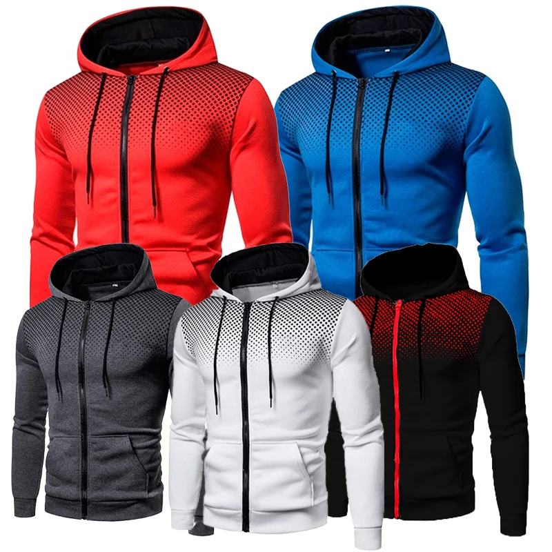 

Men's Hoodie Zipper Pocket Polka Pot Print Hoodie Sweatshirt Sport Outdoor Casual Everyday Hoodie Slim Fit Sweatshirt