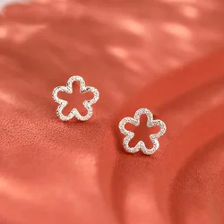 925 Sterling Silver Lovely Flower Stud Earrings For Women 2021 New Trend Personality Lady Fashion Jewelry