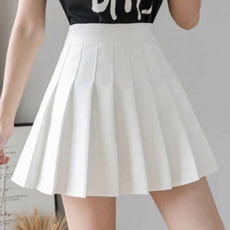 

High Waisted Pleated Skirt Short Skirt for Women In Autumn College Style Korean Version Solid Color Anti Glare A-line Skirt