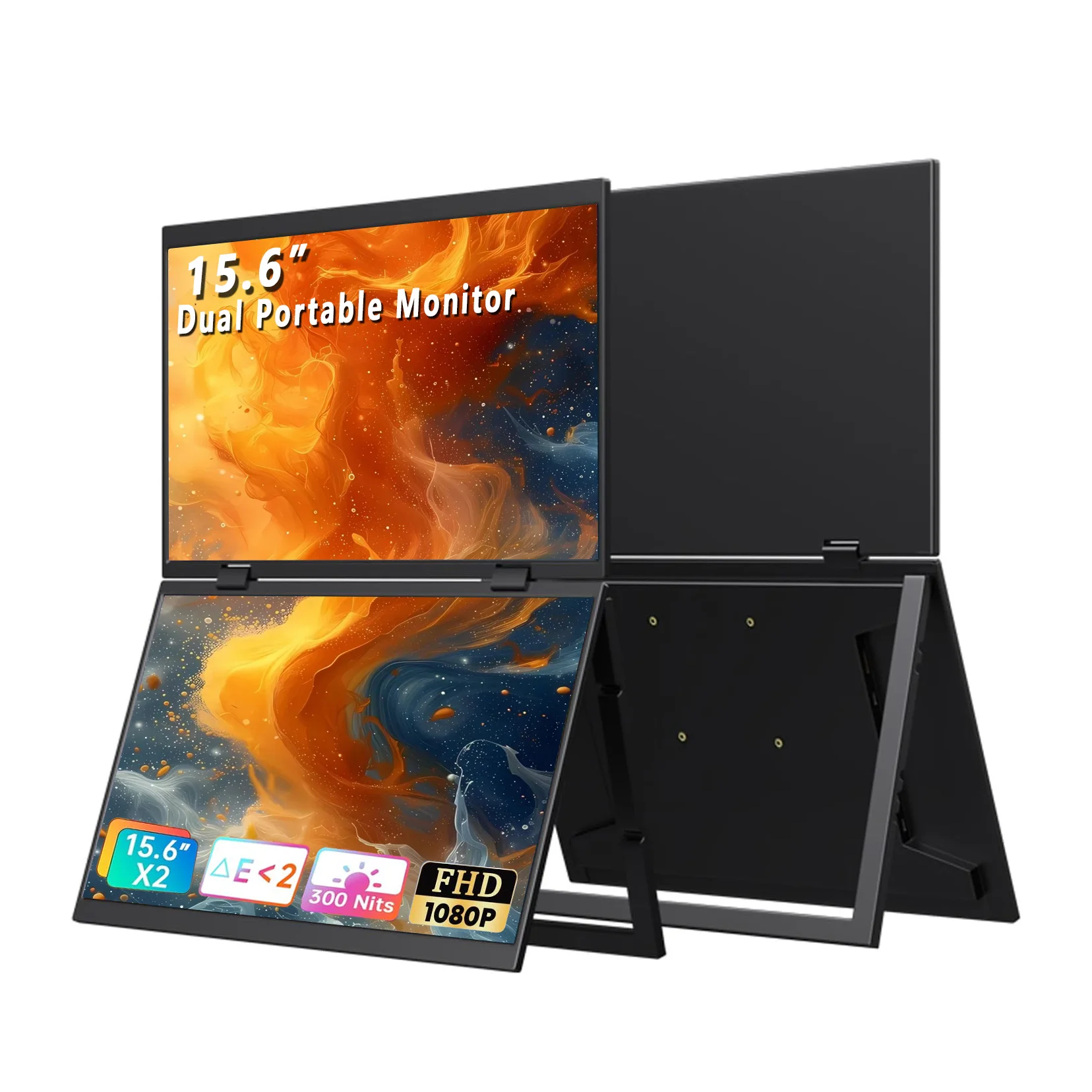 15.6 Inch Dual Portable Monitor 1920*1080P FHD 72%sRGB IPS With Type-C Mini HDMI For Laptop Phone TV XBox PS4/5 Steam Switch