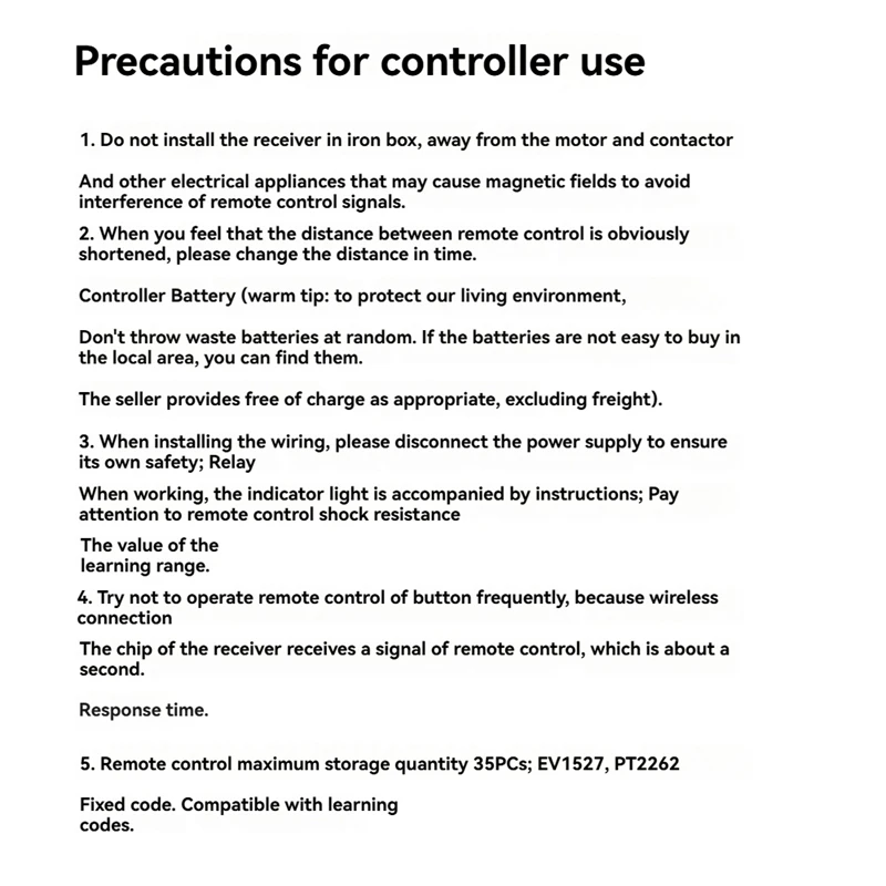 Wireless Remote Switch High-Power 30A Wide-Voltage Long-Distance RF433 Remote Control 1000M Long Rage For Anti-Theft Alarms