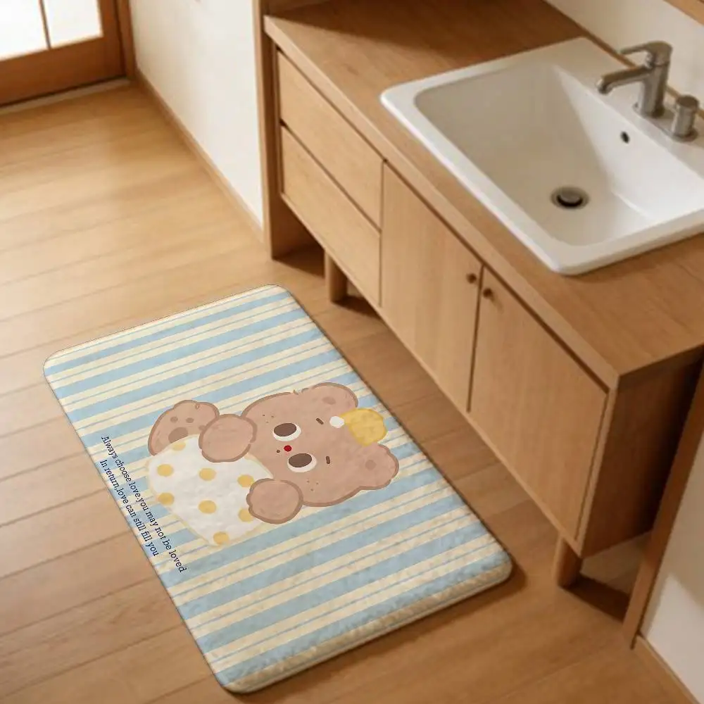 Kawaii Butter Bear Room Mats Retro Multiple Choice Living Room Kitchen Rug Non-Slip Welcome Rug