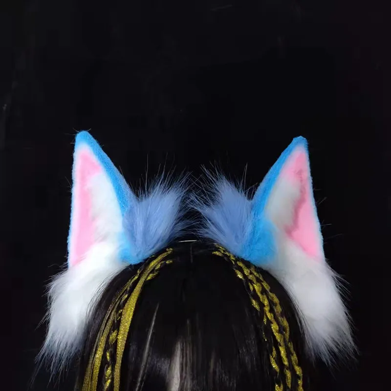 Handmade Custom Halloween Fox Ear Beast Ear Headwear Cosplay Props Cute Hair Accessories Wolf Ear Hair Hoop Hair Band Gift