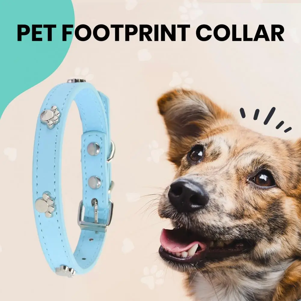 Pet Collar Adjustable Metal Buckle Pet Collar with Dog Footprint Decoration Small Dog Cat Neck for Pet