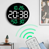 10-inch Wall Hanging LED Alrm Clock with Remote Control Calendar Temperature Humidity Display Wall Clock Decoration