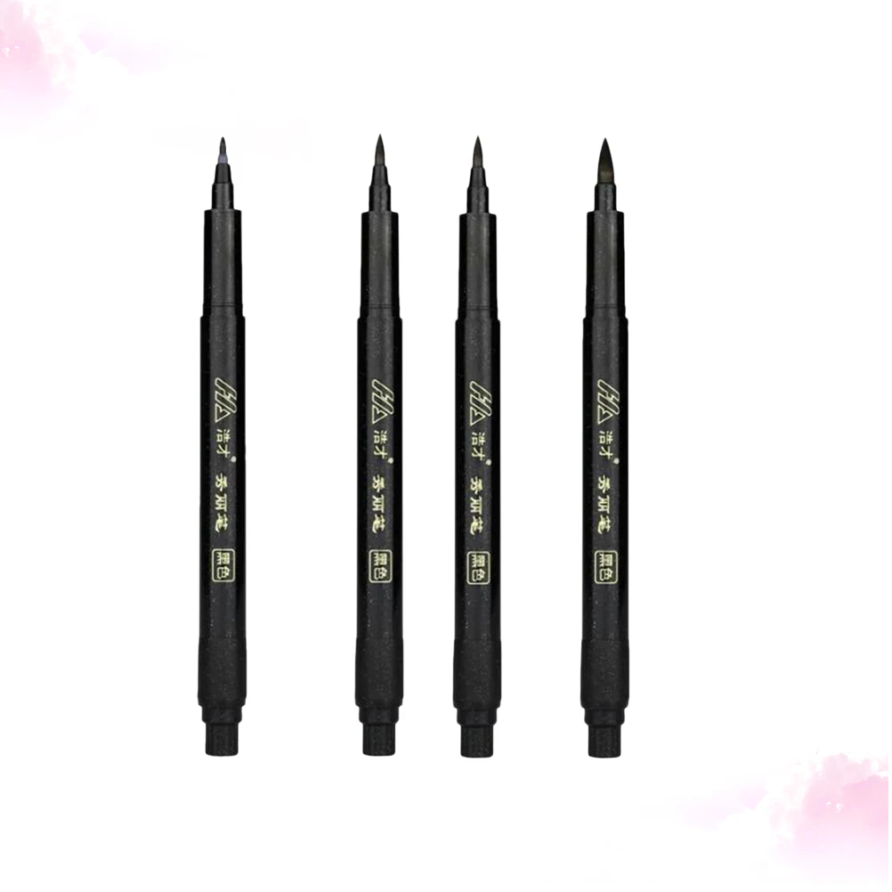 

4pcs Calligraphy Brush Pens 1S+2M+1L Sizes Lettering Ink Pens Fine Medium Chinese Japanese Kanji Writing Painting