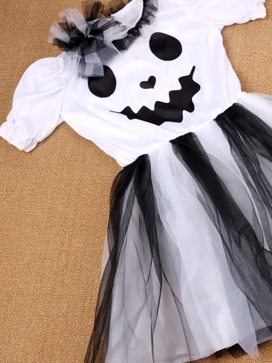 

Детский костюм летучей мыши на Хэллоуин Dr для девочек, костюм призрака дьявола, одежда белого призрака, полиэфирное волокно, регенерированное целлуло...