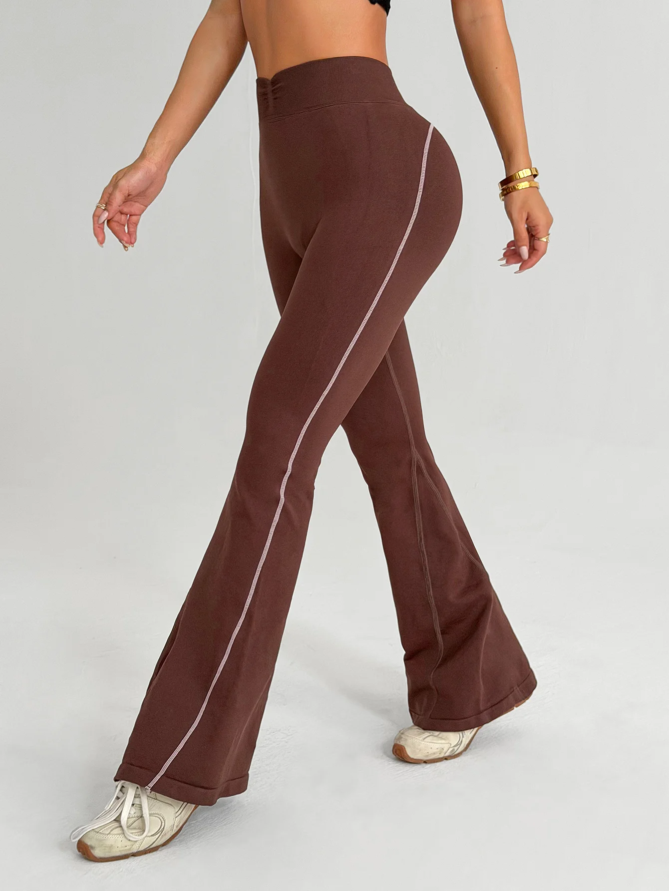 Hohe Taille Breite Bein Hosen Leggings Frauen Strumpfhosen Fitness Schlaghosen Yoga Elastische Leggings Push Up Gym Workout Ausgestellte Hosen