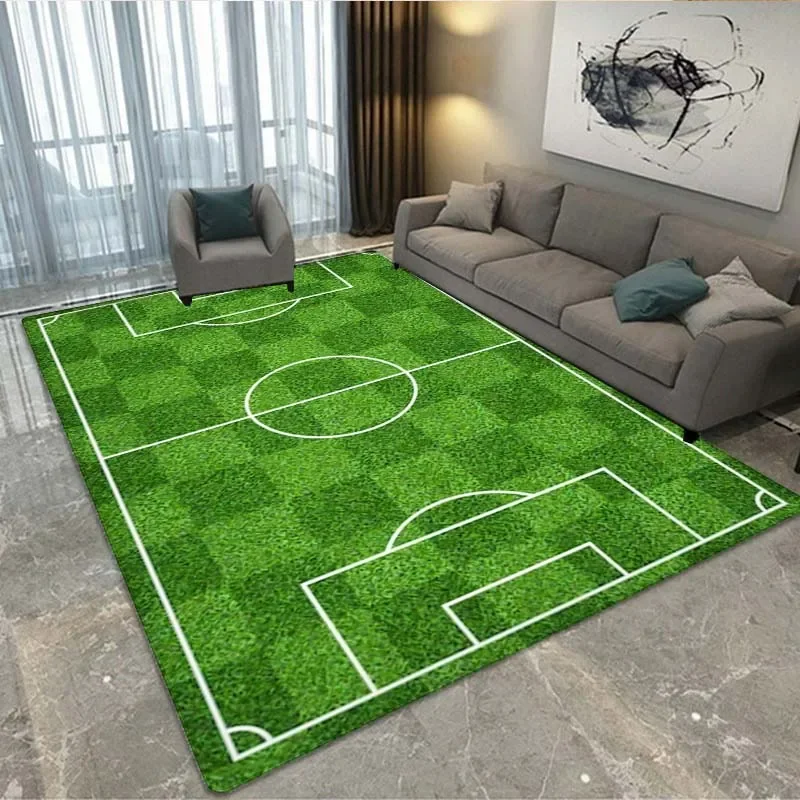 Alfombra con patrón de pista de fútbol para dormitorio, sala de estar, alfombra deportiva de fútbol para cocina, alfombrillas de piso, decoración