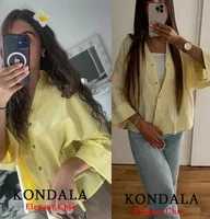 KONDALA Minimalist Casual Loose Shirt Women New 2026 Trendy Commute Wide Sleeves Shirt Spring Summer Fashion Holidays Lady Shirt - Image 3