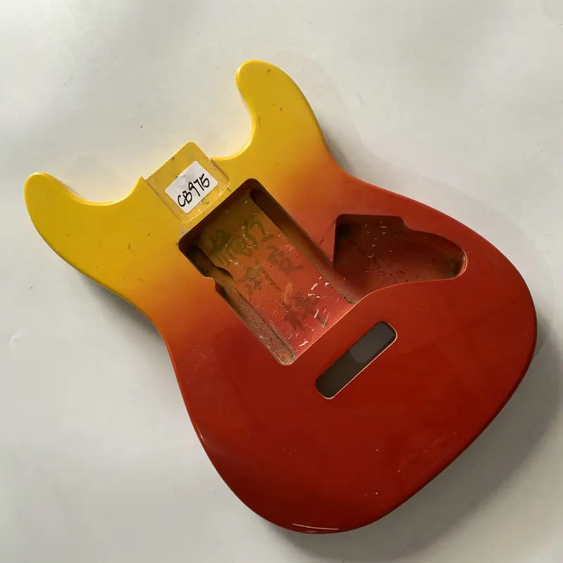 CB975 Rainbow Color Mini Electric Guitar Body with Damages and Cracks Unfinished Travel Guitar for DIY Special Sales