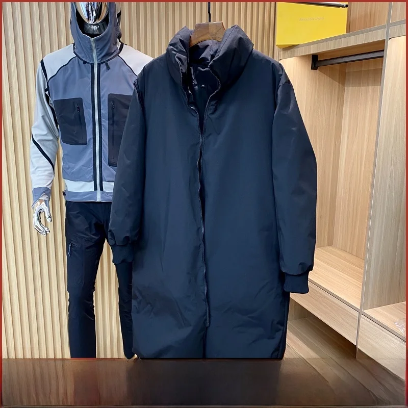 

Warmth Oversized down Jaet Stand Collar Mid-Length Men's Bread Sle Coat Busin Casual Youth Faion Thiened Du down