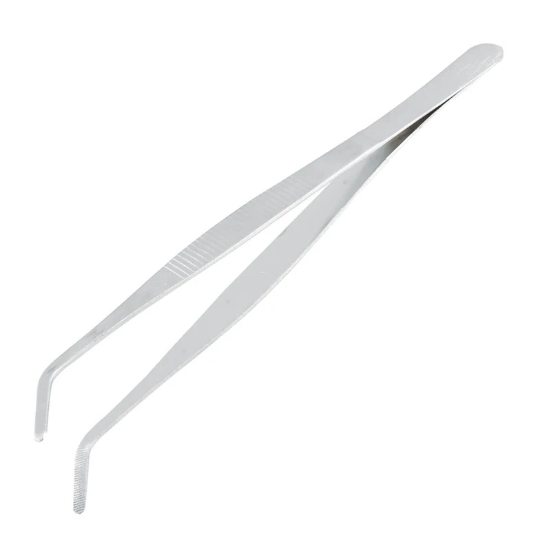 20Cm Abgewinkelt Slanted Tip Metall Gebogene Pinzette Silber Ton & 5,5 Zoll Lange Silber Ton Edelstahl Runde Spitze pinzette