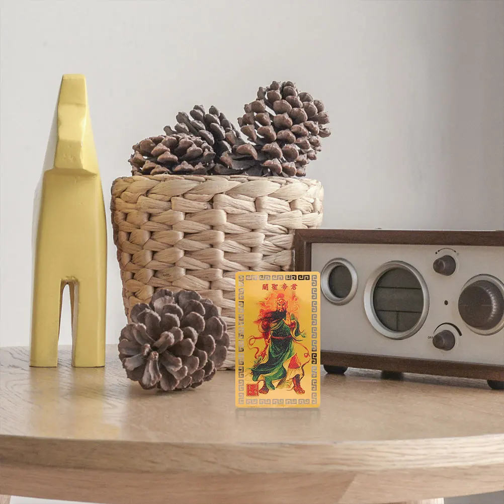 

2Pcs Chinese Amulet Card Metal Luck Protection Card Feng Shui Wealth Symbol God of Fortune 2025 Auspicious Home