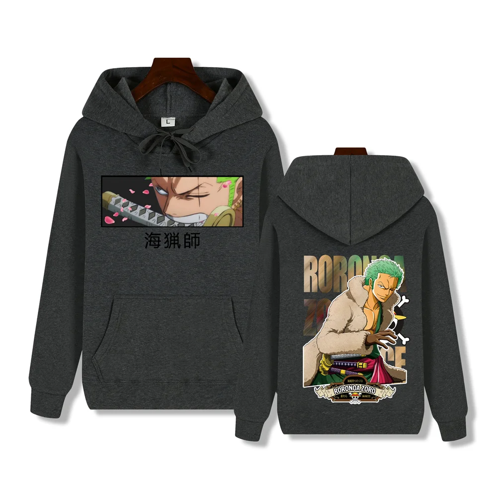 Promo One Piece Super Handsome Roronoa Zoro Print Autumn/Winter Comfort Thickened Men's High Quality Casual Warm Street Hoodie