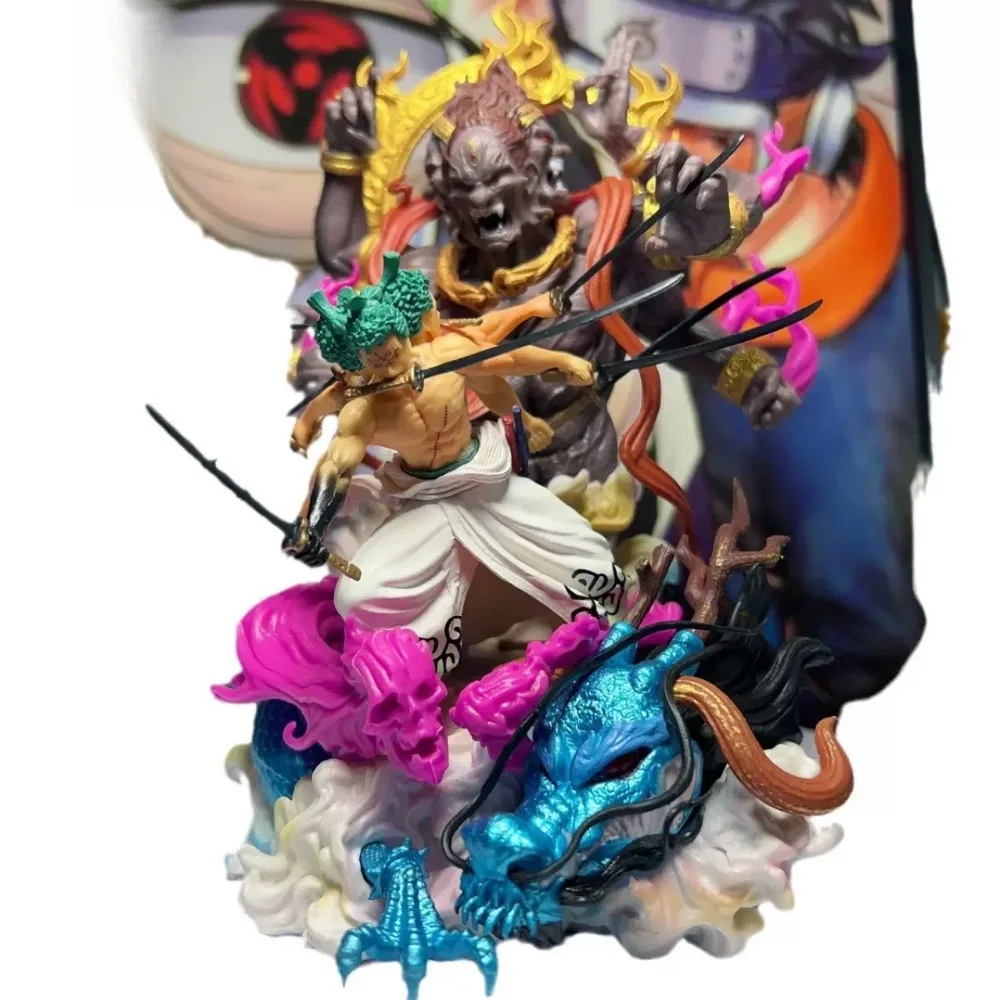 

Цельная фигурка Roronoa Zoro Asura Nine Sword в стиле ПВХ, 22 см, статическая статуя аниме-дисплея, коллекционный декор для стола для фанатов, подарки