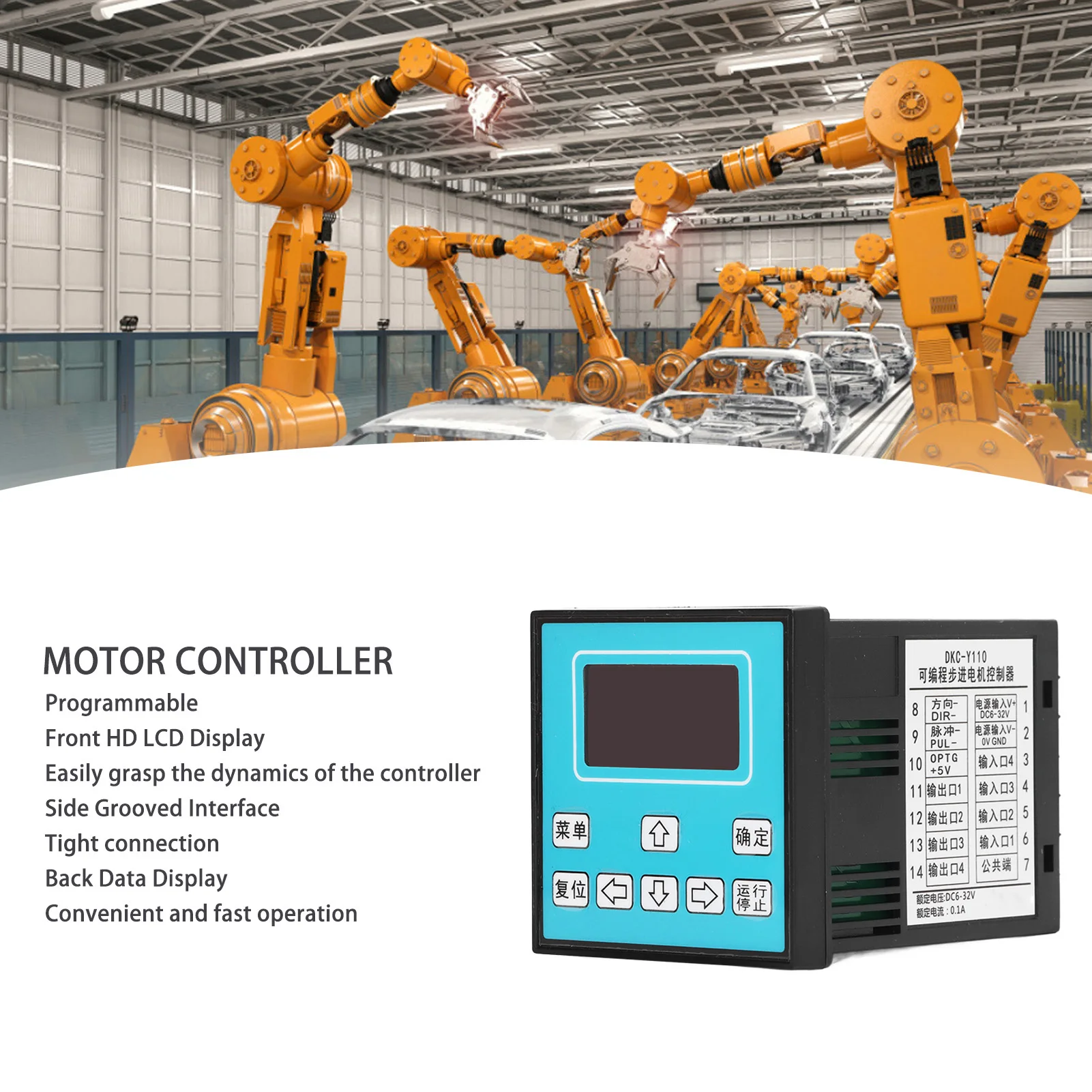 

Programmable Motor Controller LCD Display Servo Motor Stepper Controller for Industrial DC6‑32V Servo Motor Stepper Controller