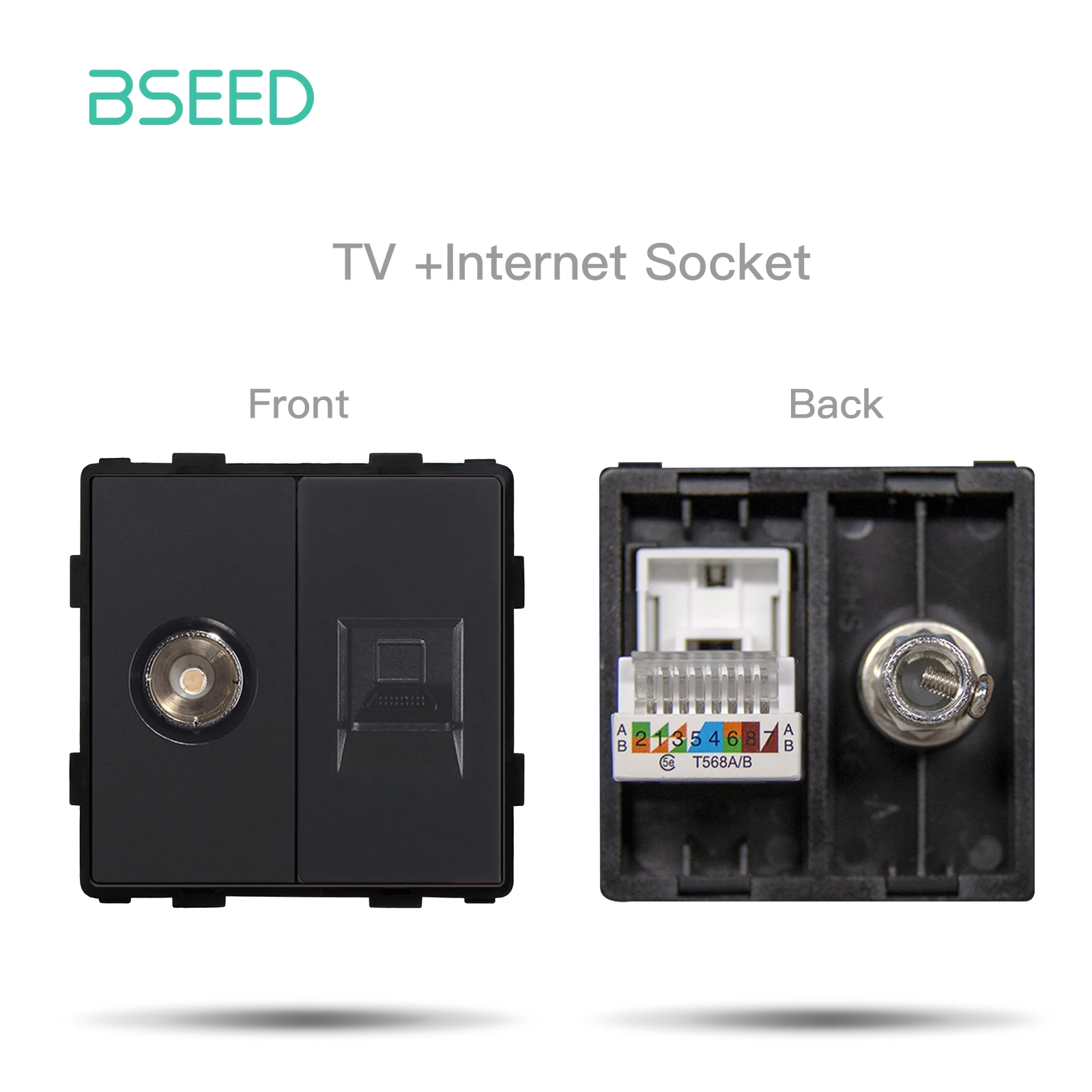 Bseed EU Standard USB Typ-C Buchse Teile Taste Schalter Internet TV HDMI Satellit Mit Glas Rahmen Schwarz DIY Funktion teile
