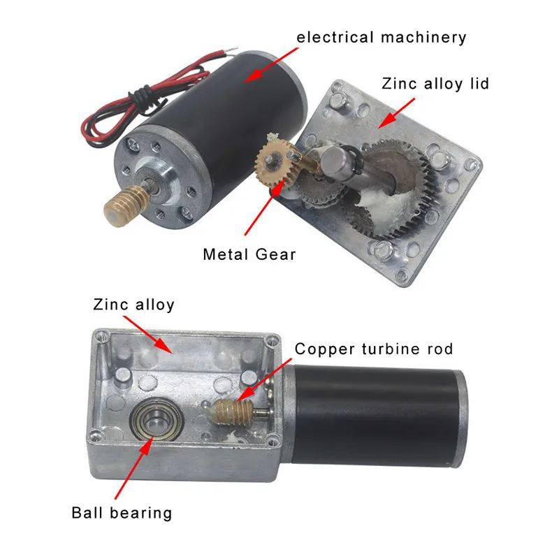 5840-31ZY Turbo Worm Encoder Micro DC Reduction Motor Self locking Speed Control Small Motor 12V24V
