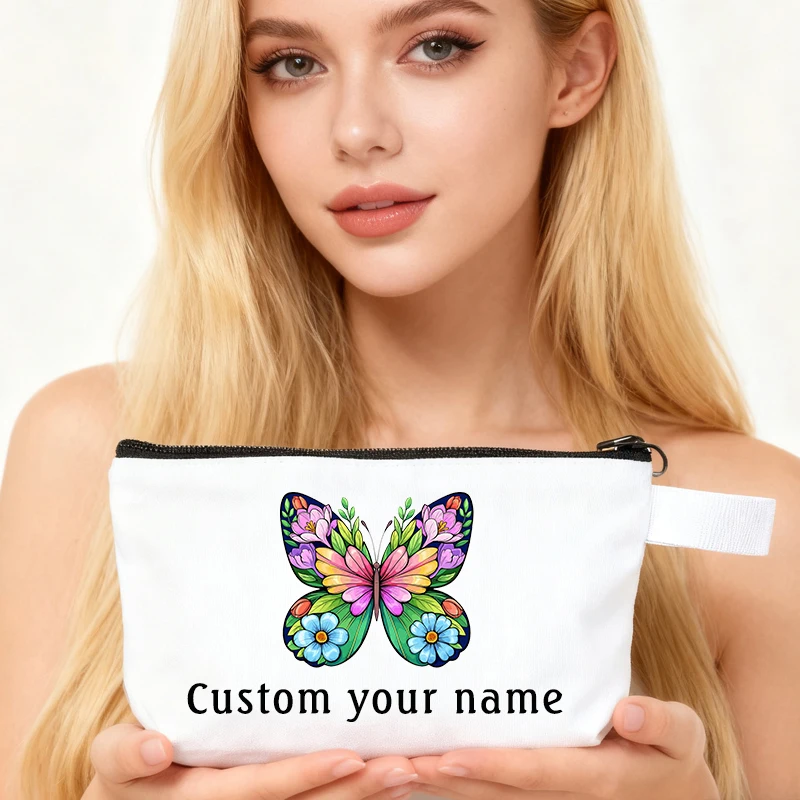 

Butterfly Diagram Canvas Bag Cosmetic Pouch Travel Makeup Bag Stationery Pencil Cases Zipper Bags Multifunction Organizers