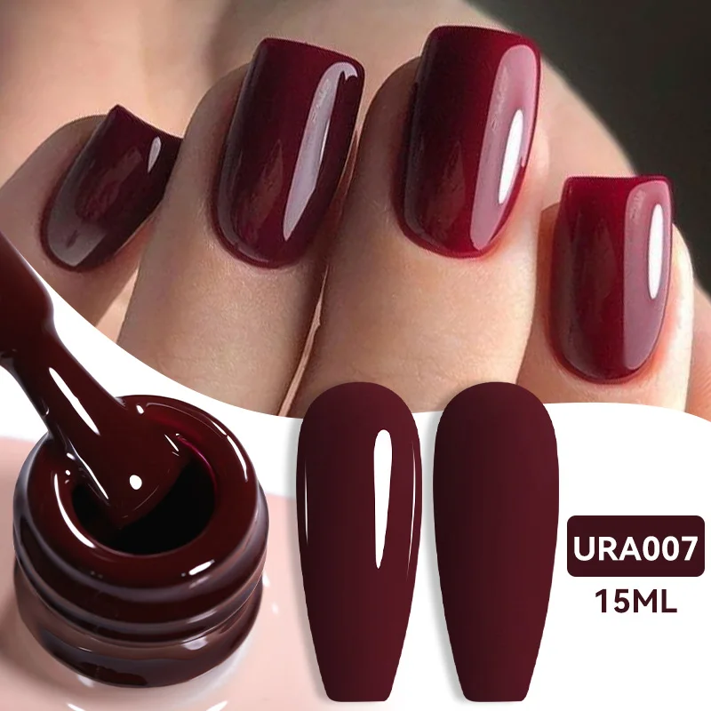 UR SUGAR 15ml Chocolate Brown Color Gel Nail Polish Wine Red Manicure Semi Permanent Base Matte Top Coat Soak Off Nail Art Gel