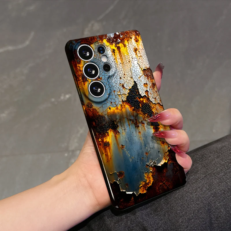 

FORSamsung Galaxy S25, S24, S23, S22, S21, Plus, Ultra, Fe, A07 series protective case, rusted texture, vintage metal appearance