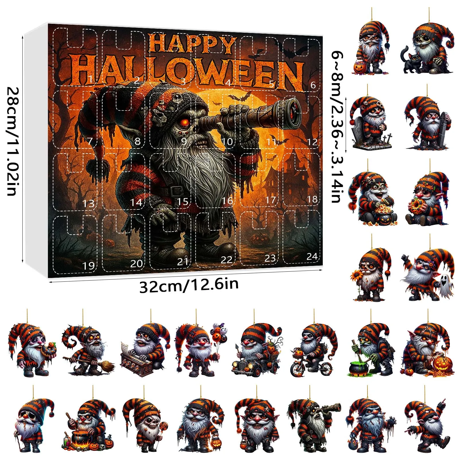 Horloge numérique minuterie enfants Halloween nain arrivée calendrier 24 jours Halloween compte à rebours montre terrifiante avec chronomètre et minuterie