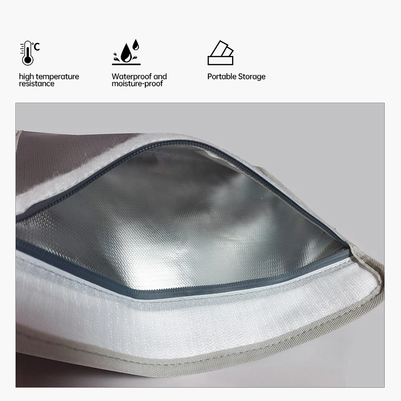 Tas Dokumen Tahan Api dan Tahan Air dengan Penutup Ritsleting untuk Paspor, Uang, Sertifikat, Kantong Penyimpanan Multifungsi Portabel