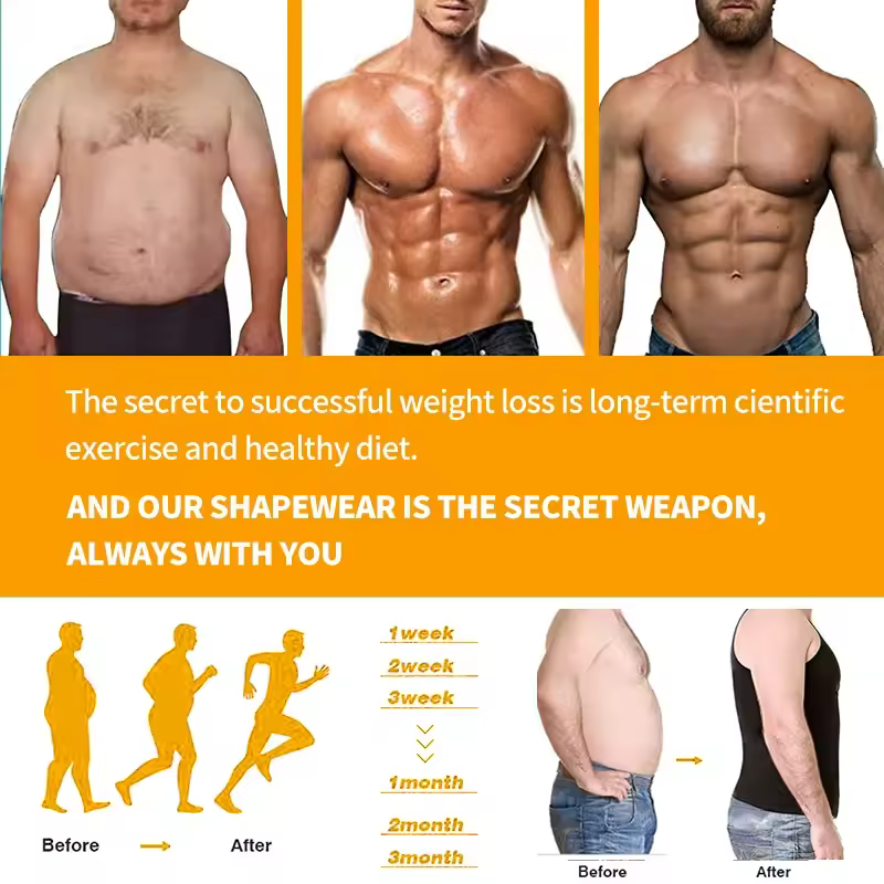 Mens Slimming Body Shaper Shapewear Abs Abdomen Compression Shirt to Hide Gynecomastia Moobs Workout Tank Tops Undershirts - Image 6