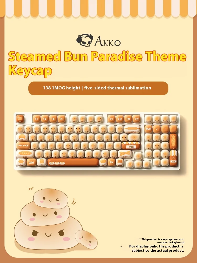 Imagem -06 - Akko Mantou Amusement Park Keyboard Cap Pequeno Cogumelo Keycap Pbt Acessório Presente Moa 138key