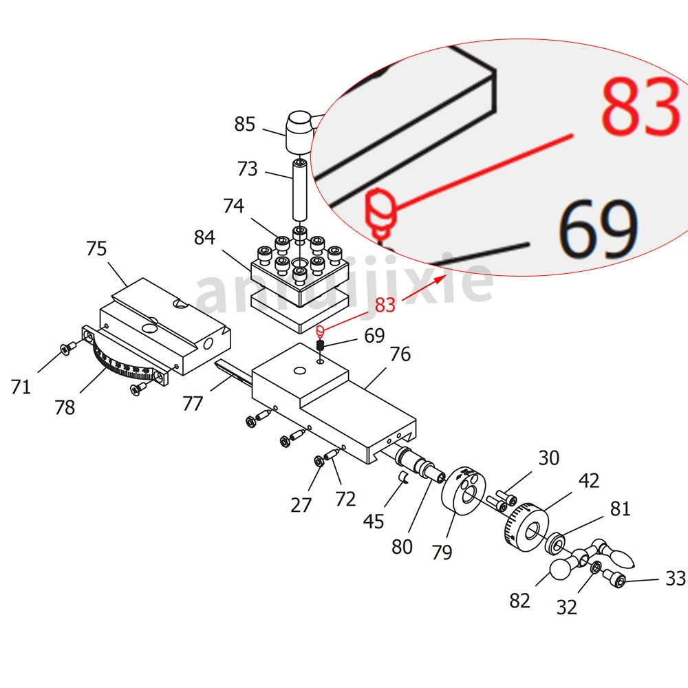 Toolpost Positioning Pinfor Craftex CX704 Grizzly G8688  Compact 9 JET BD-6 BD-7 BD-X7 Mini Lathe Parts Square Toolpost