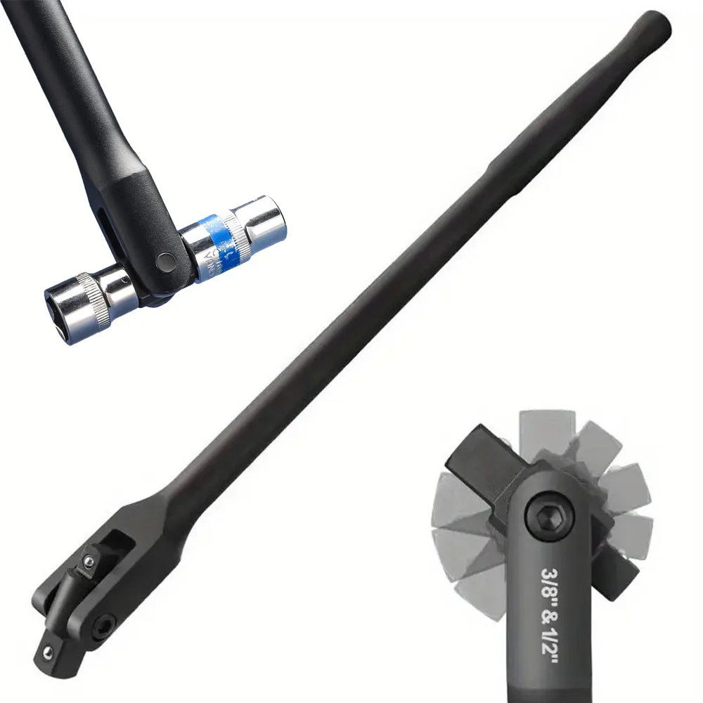 

Multifunctional Socket Wrench Breaker Bar F-Type 15Inch Dual Head Ratchet 3/8 1/2Inch 360°Rotating Spanner Key