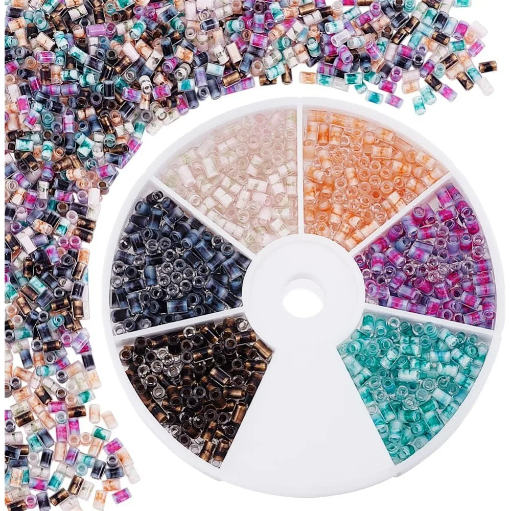 720 قطعة 6 ألوان أنبوب الخرز 24 جرام 3.8 مللي متر الزجاج البذور الخرز اسطوانة البذور الخرز التطريز الخرز أنبوب صغير الحرفية فاصل #1