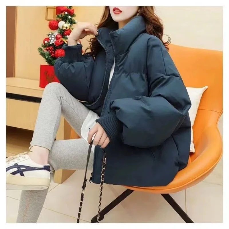 Inverno nova cor sólida gola manga longa moda parkas feminino high street casual zíper retalhos cardigan quente grosso topo