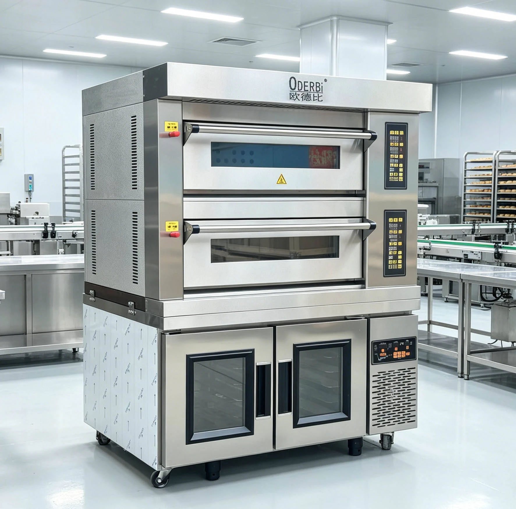 New Combination Oven Upper 2-Layer 4-Tray Electric Baking Oven Lower 12-Tray Proofer Digital Control for Commercial Industrial
