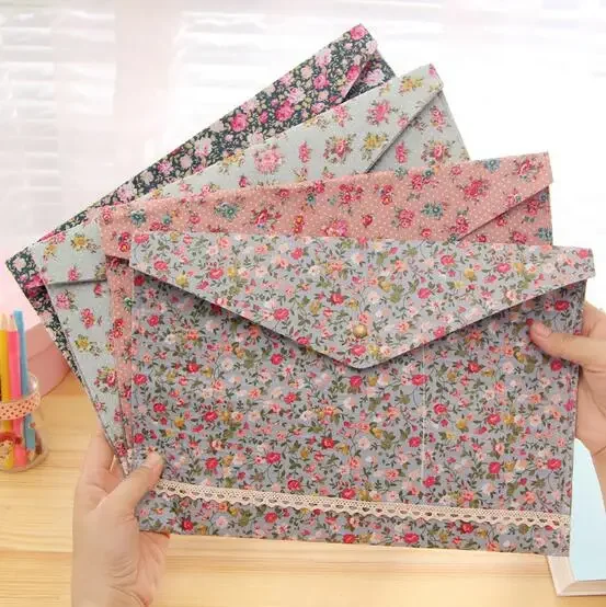 1cs/lot Flowers lace A4 documents file bag folder stationery Filing Production Organizer Bag School Office Escolar Papelaria