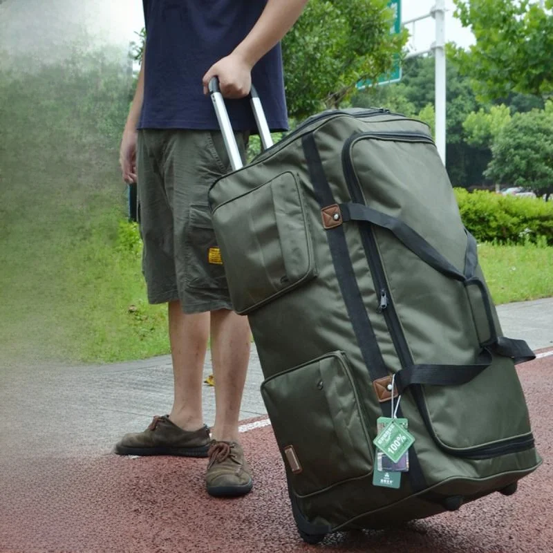 

Upaded Large Capaci 3-колесная 40-дюймовая дорожная сумка Cheed Bag Суперлегкая одноколесная ткань из бычьей ткани Faionable Pure C...