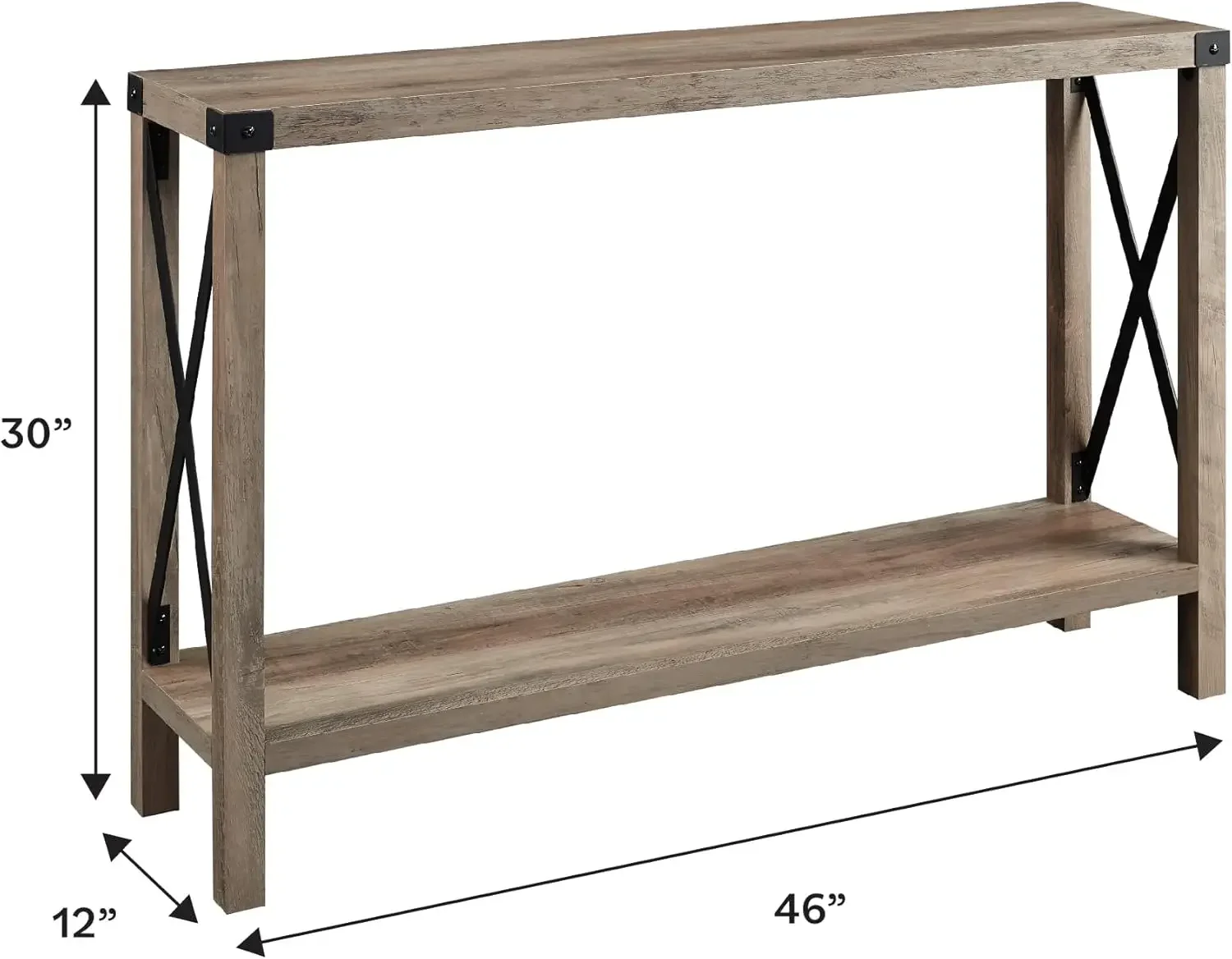 Mesa de entrada X de metal Sedalia Modern Farmhouse, 46 polegadas, cinza